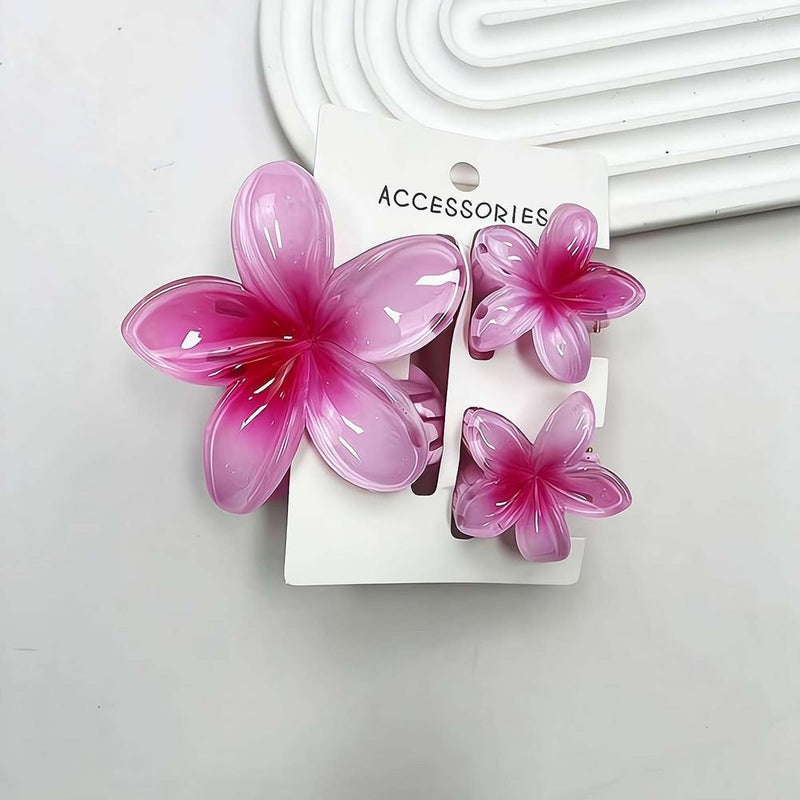 Frangipani Hair Clip Set, Women's Fashionable Vacation Hair Accessory, Back of Head Shark Clip